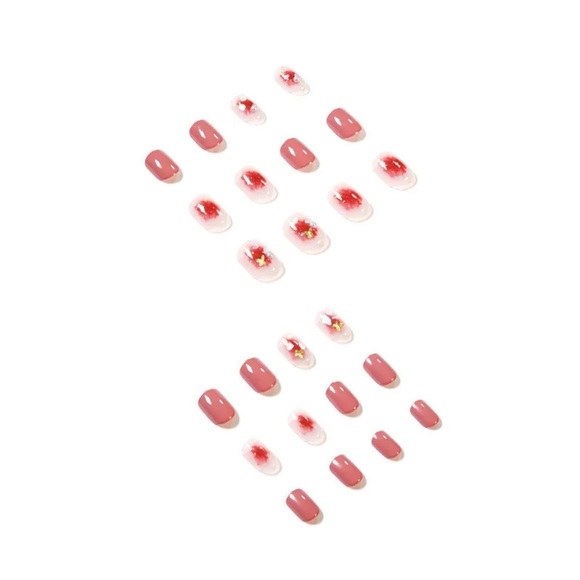 Pink Glitter Princess Artificial Nail Tips Gradient Fake Nails with 3D Butterfly - Picture 5 of 10